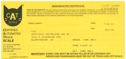 certified truck scale ticket example