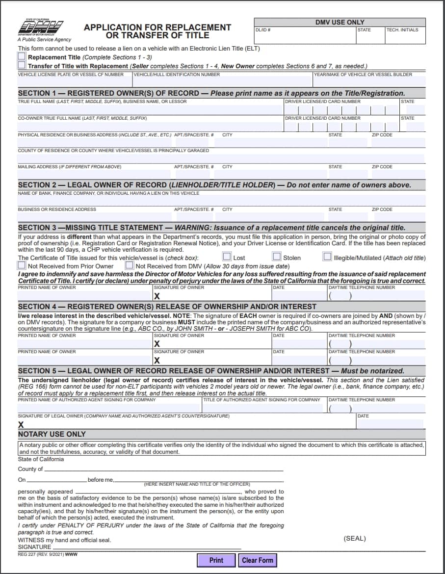 Lost Car Title California Dmv